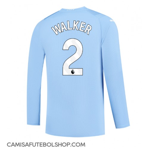Camisa de time de futebol Manchester City Kyle Walker #2 Replicas 1º Equipamento 2023-24 Manga Comprida